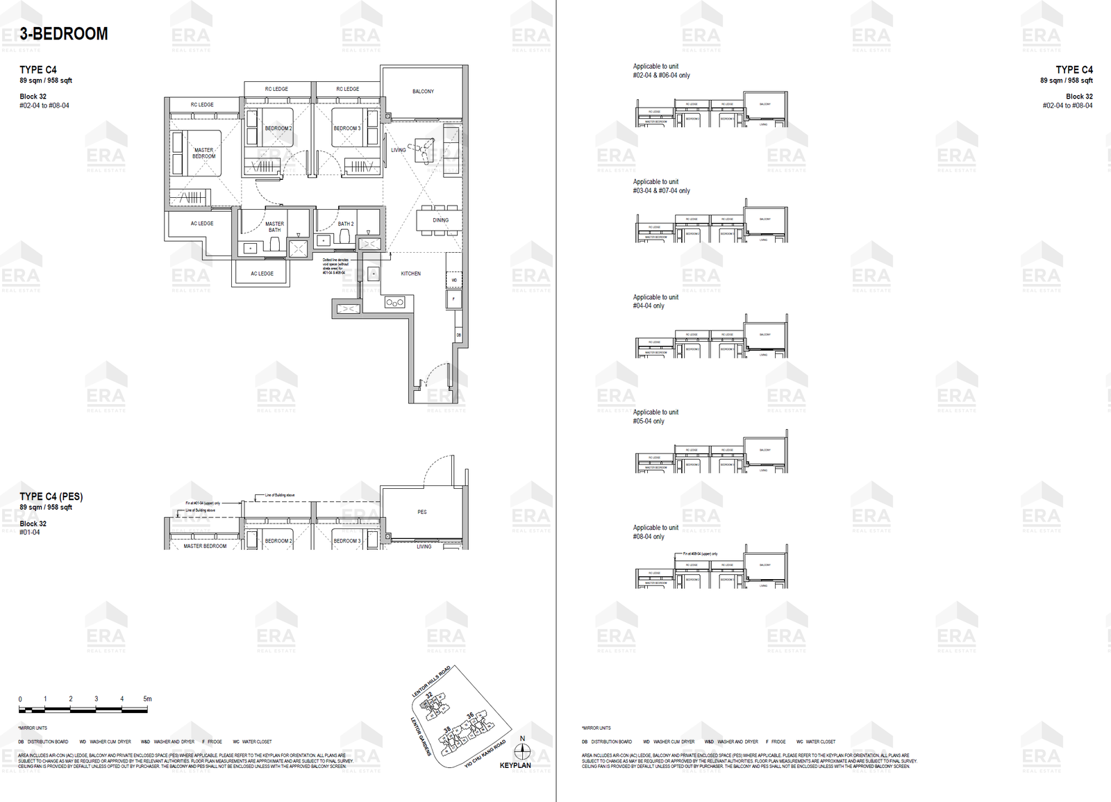 C4 · 958 sqft floor plan