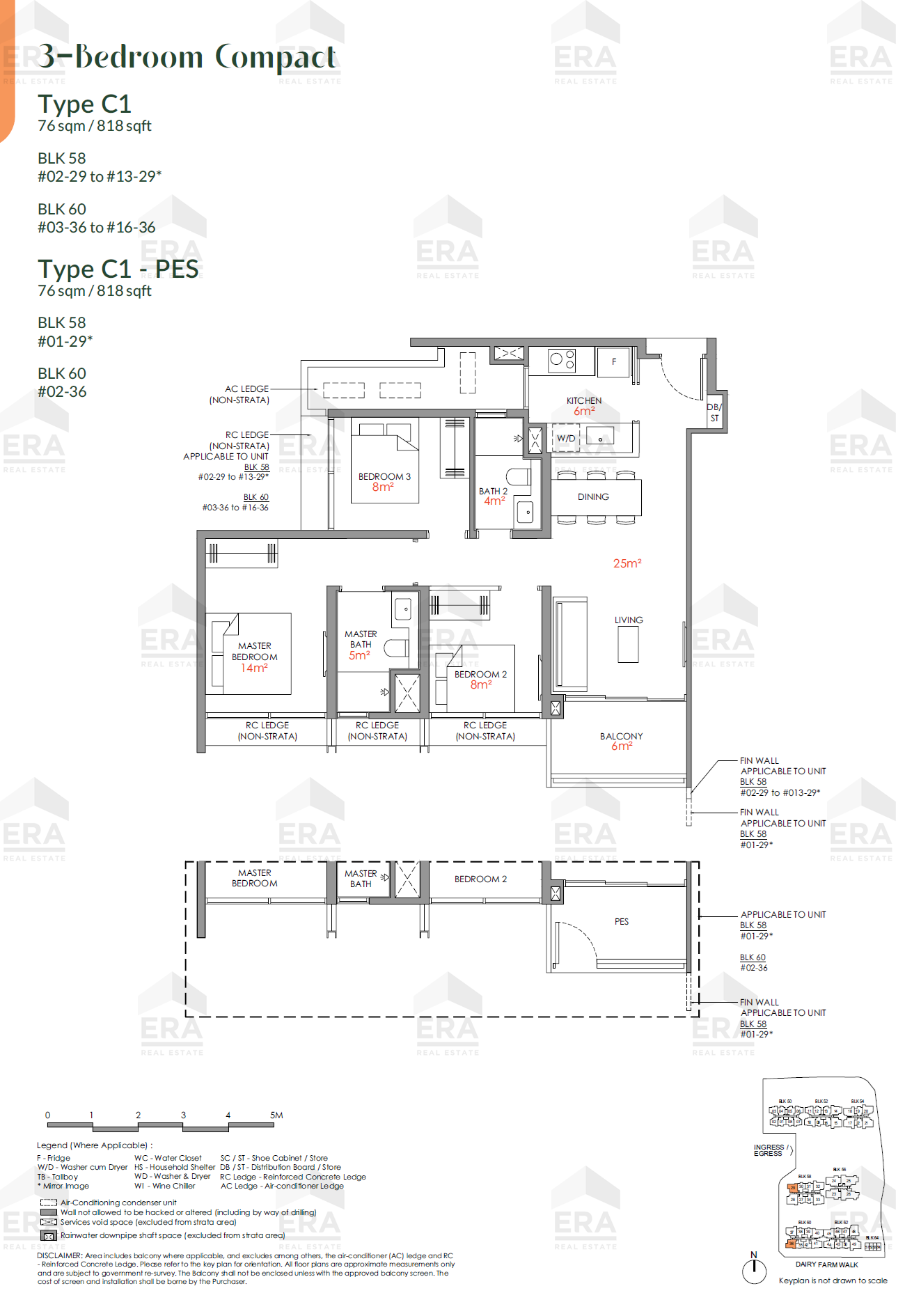 C1-PES · 818 sqft floor plan