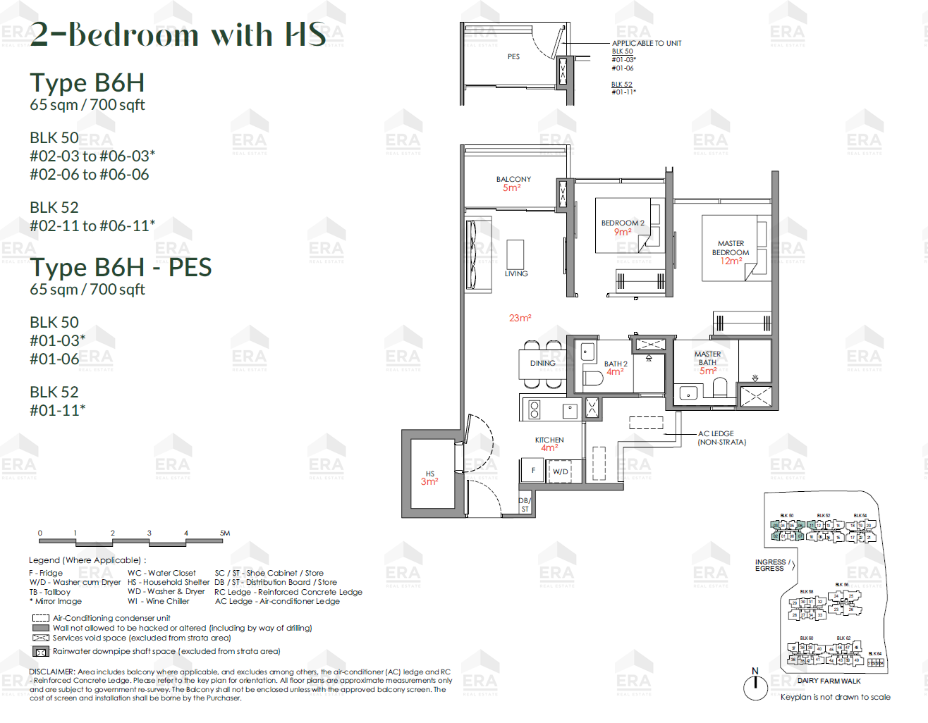 B6H-PES · 700 sqft floor plan