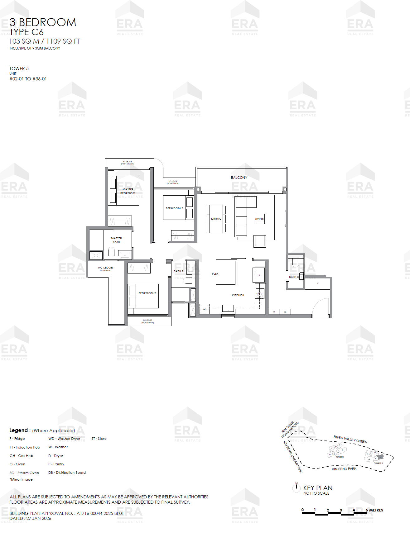 C6 · 1,109 sqft floor plan