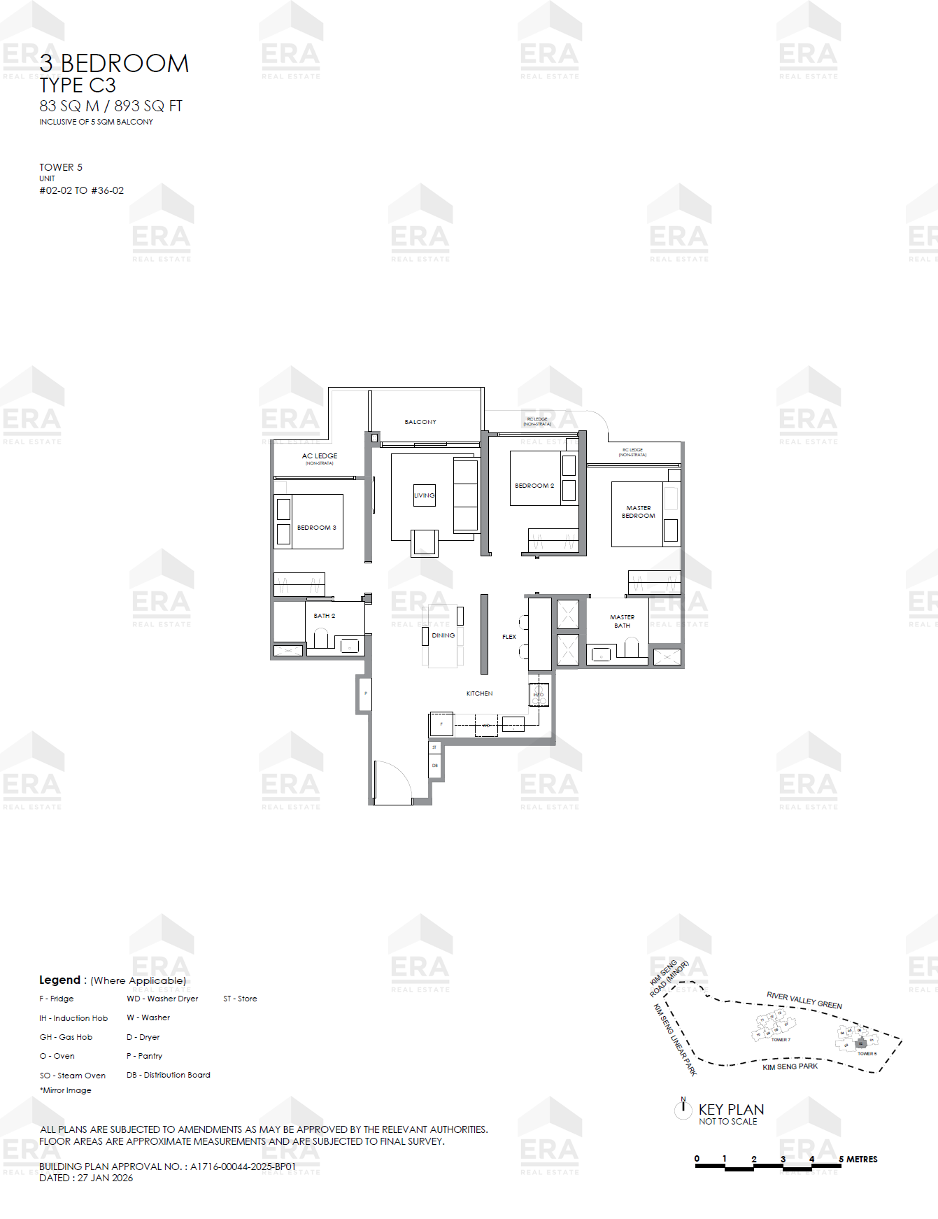 C3 · 893 sqft floor plan
