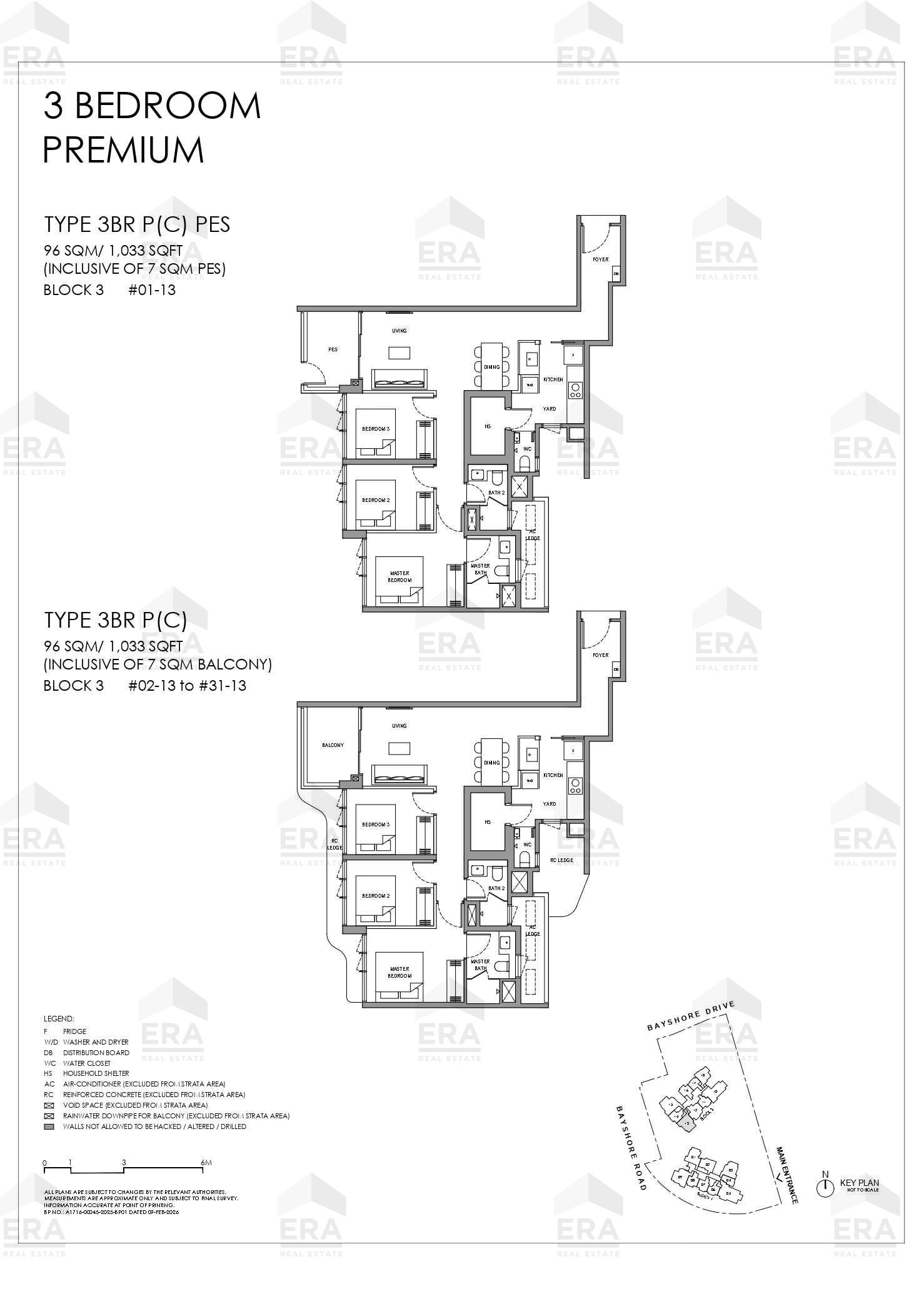 3BR P(C) · 1,033 sqft floor plan