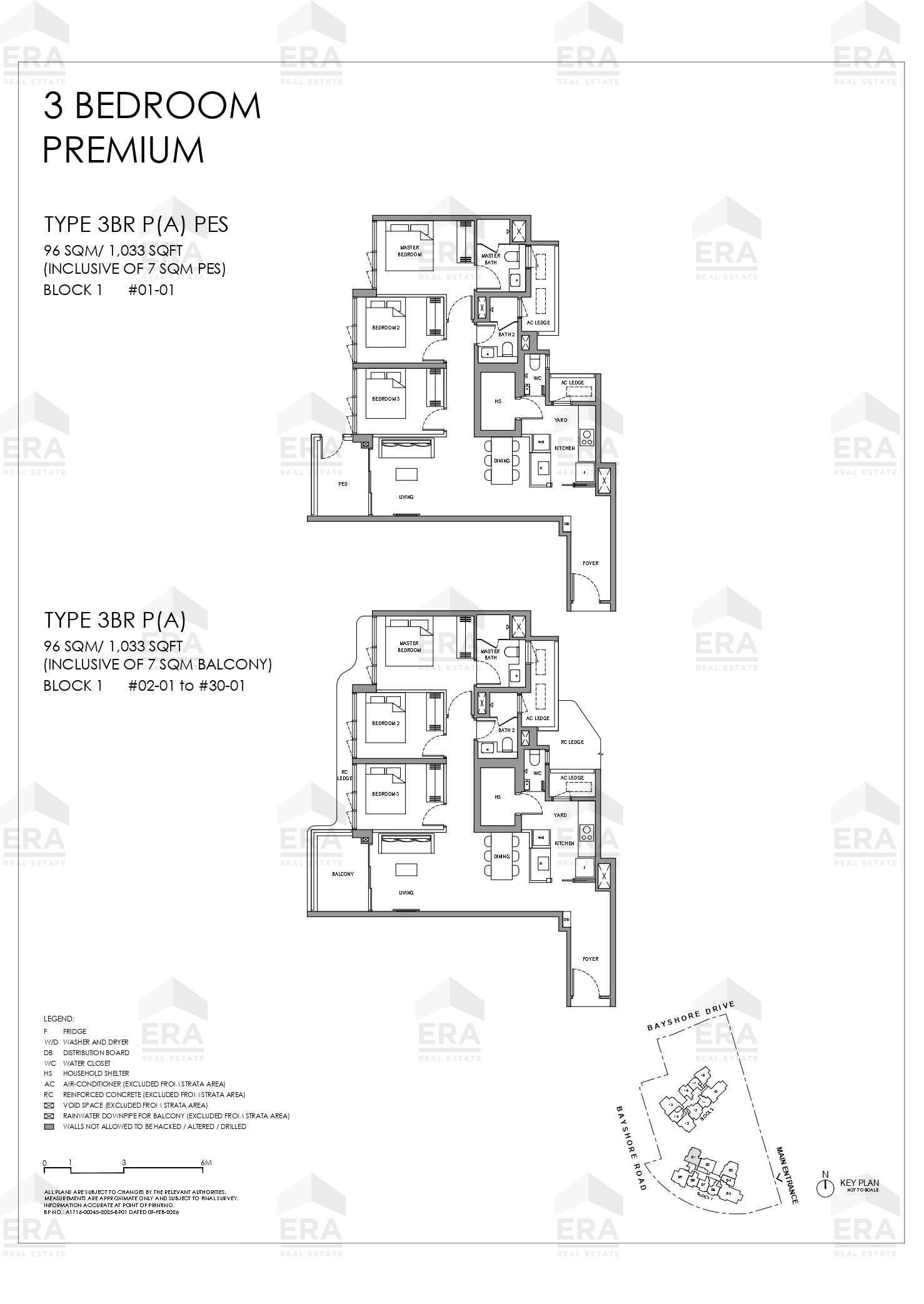 3BR P(A) PES · 1,033 sqft floor plan