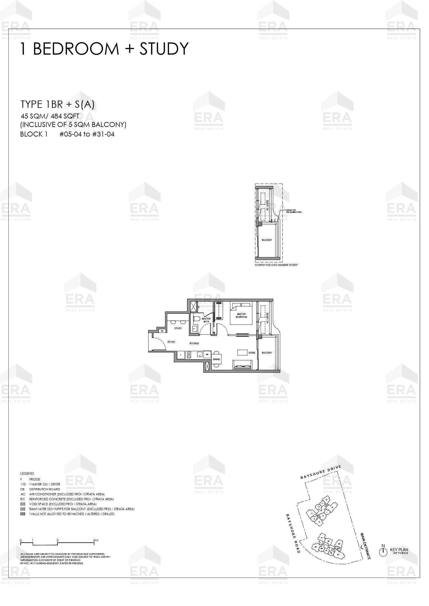 1BR + S(A) · 484 sqft floor plan