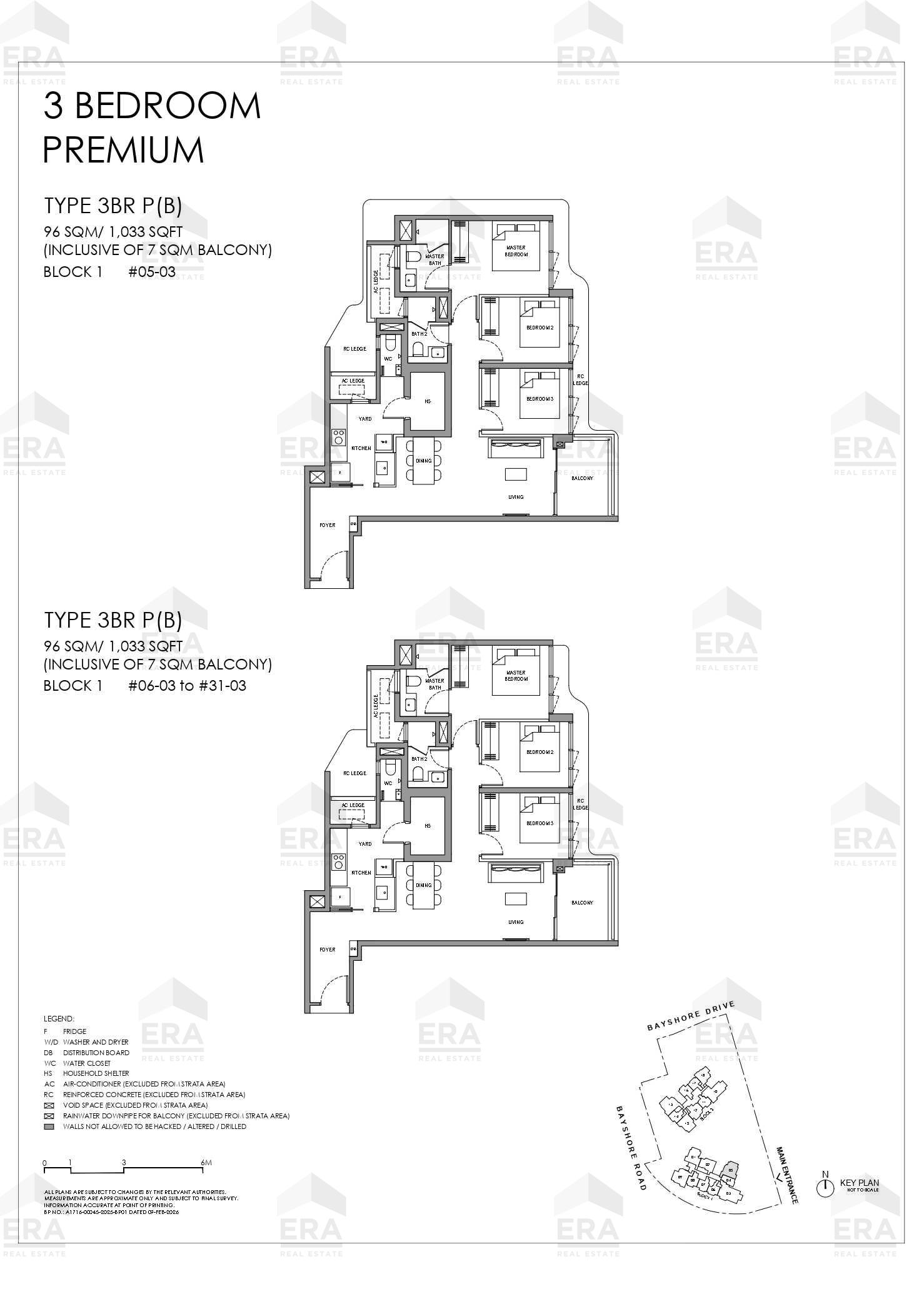 3BR P(B) · 1,033 sqft floor plan