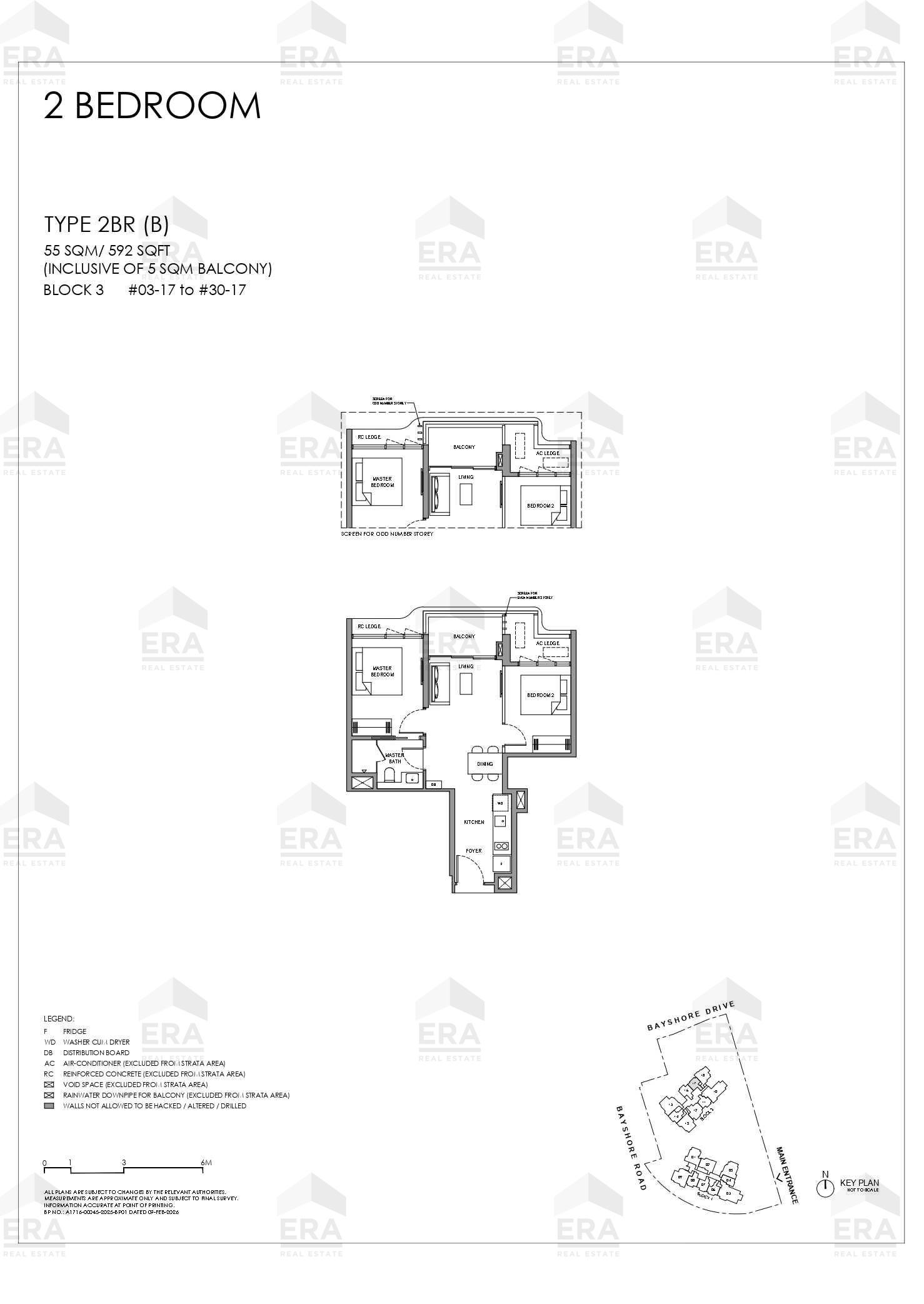 2BR (B) · 592 sqft floor plan