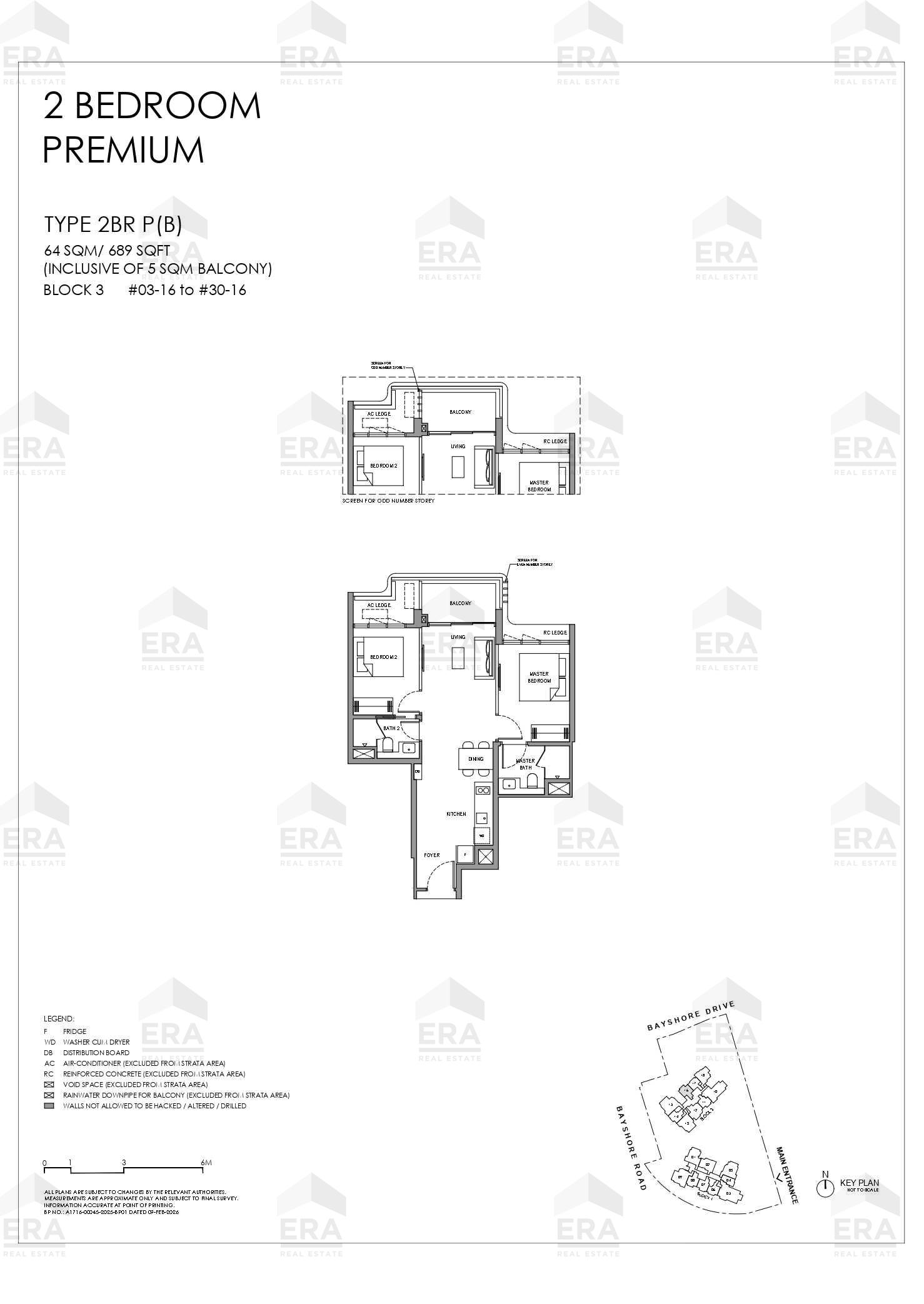 2BR P(B) · 689 sqft floor plan