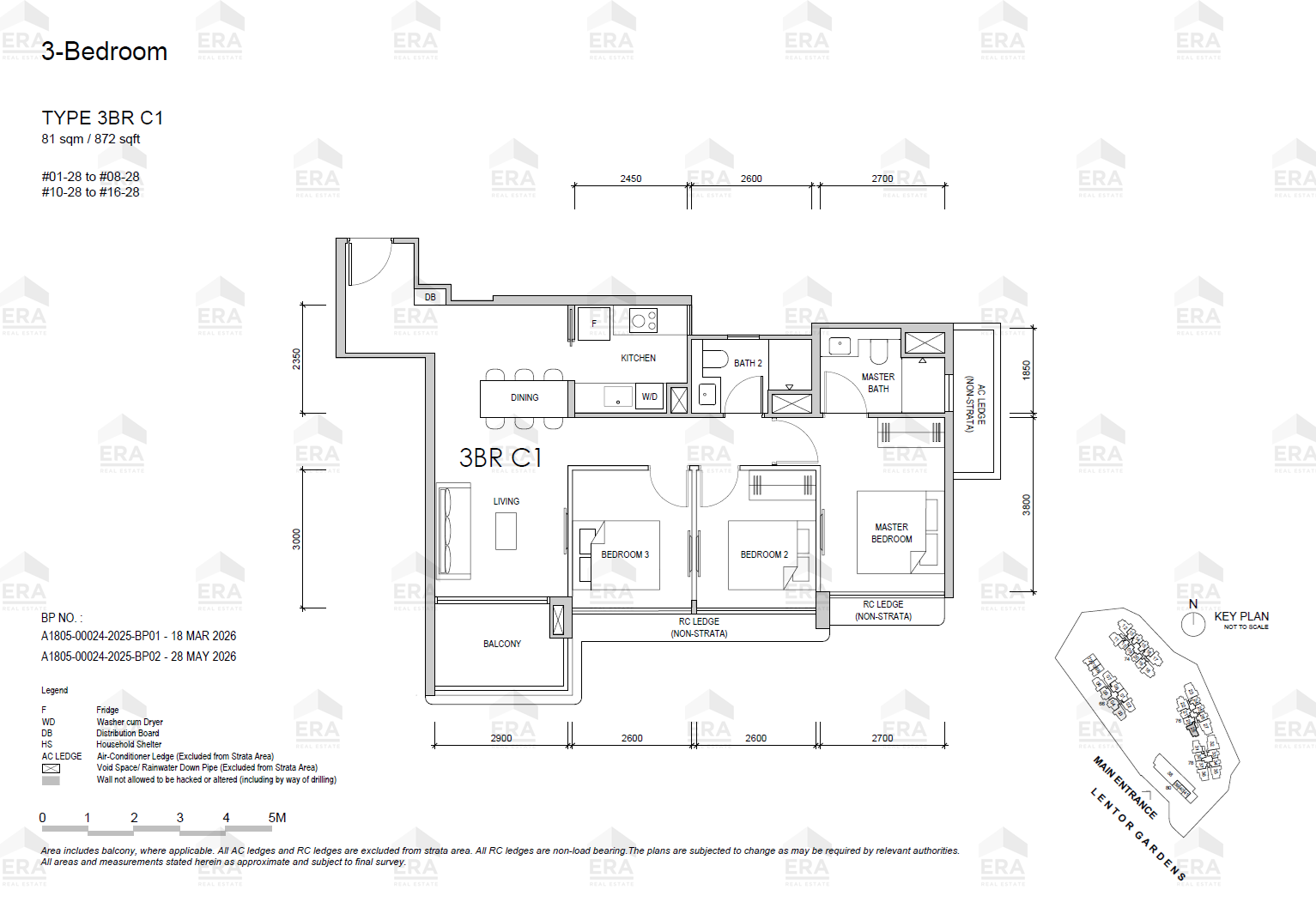 3BR C1 · 872 sqft floor plan