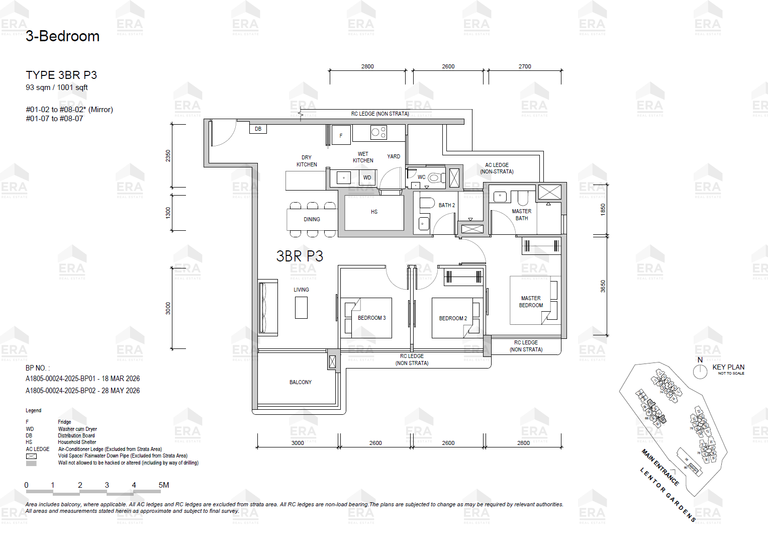 3BR P3 · 1,001 sqft floor plan