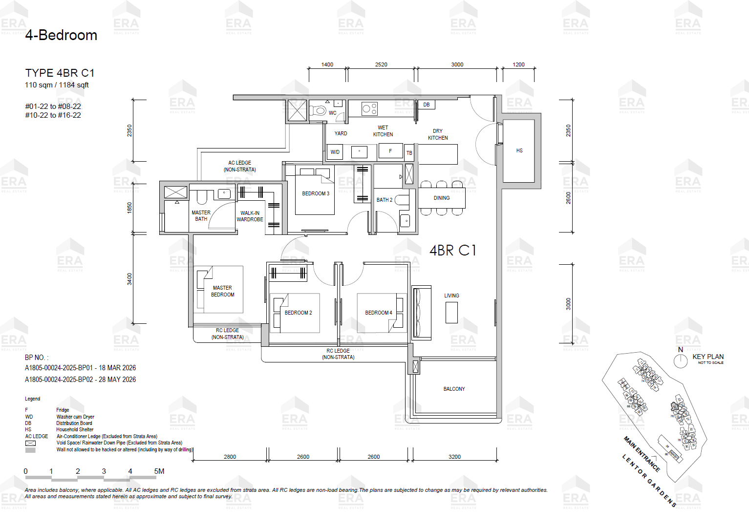 4BR C1 · 1,184 sqft floor plan
