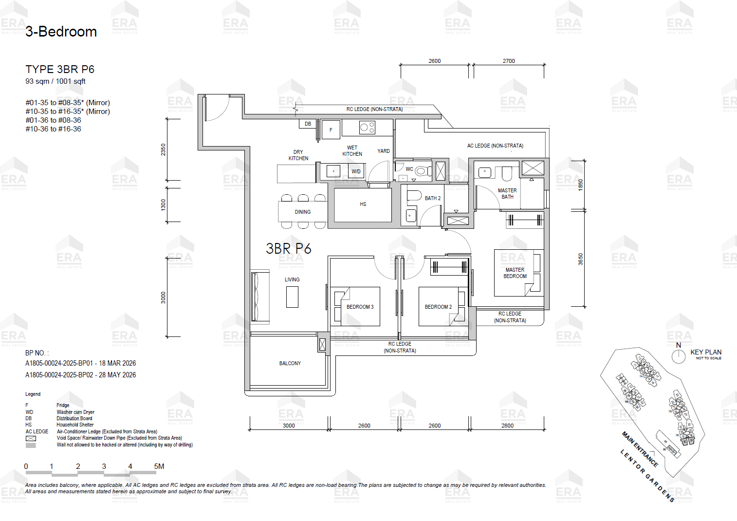 3BR P6 · 1,001 sqft floor plan