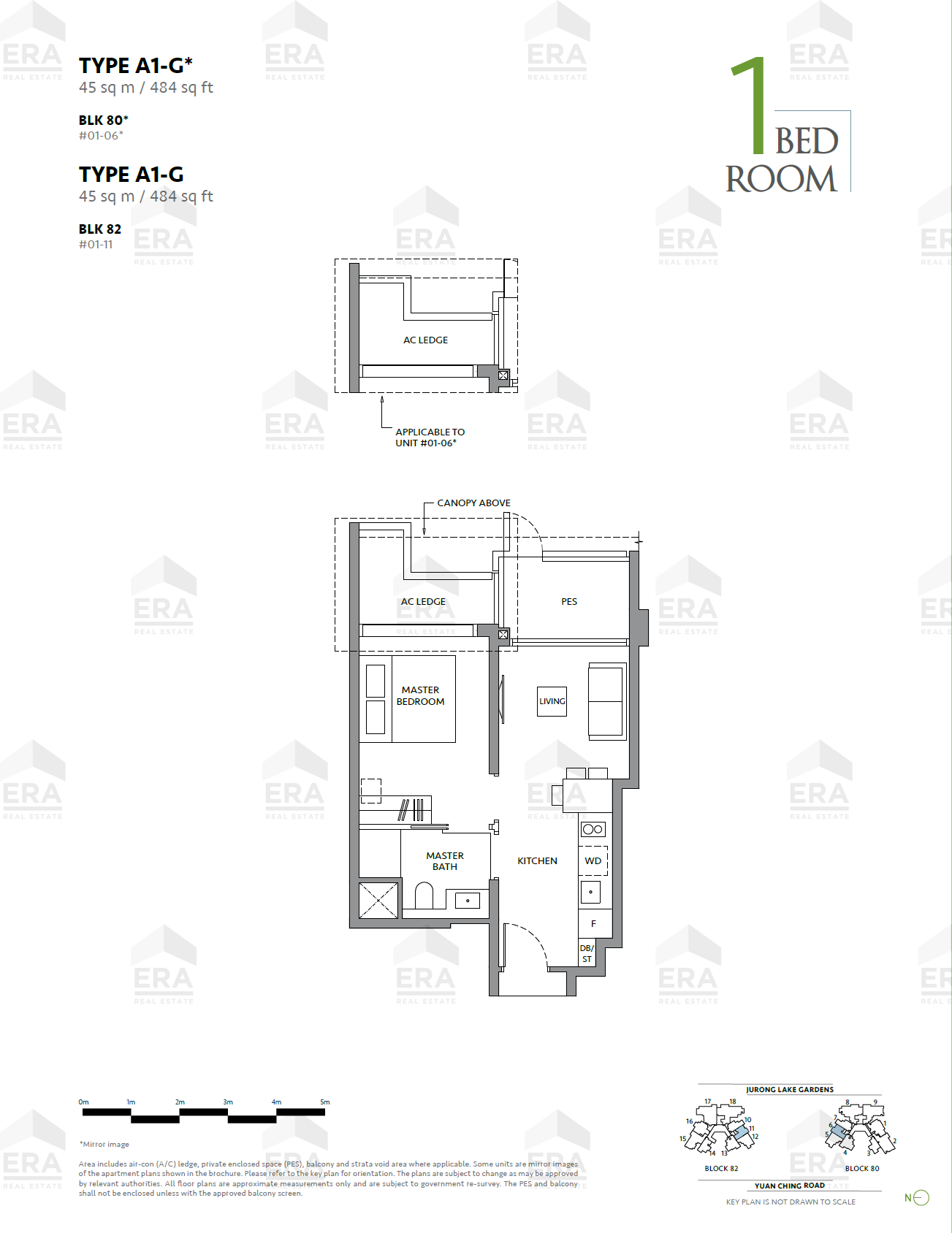 A1-G* · 484 sqft floor plan