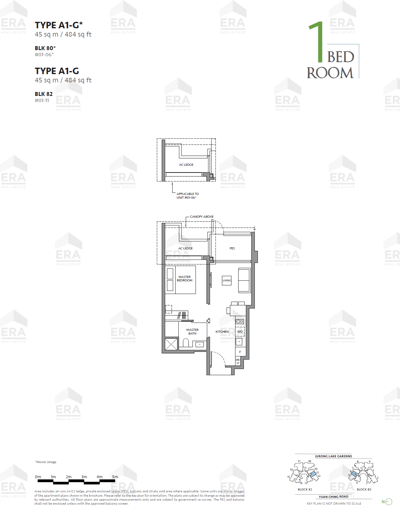 A1-G · 484 sqft floor plan