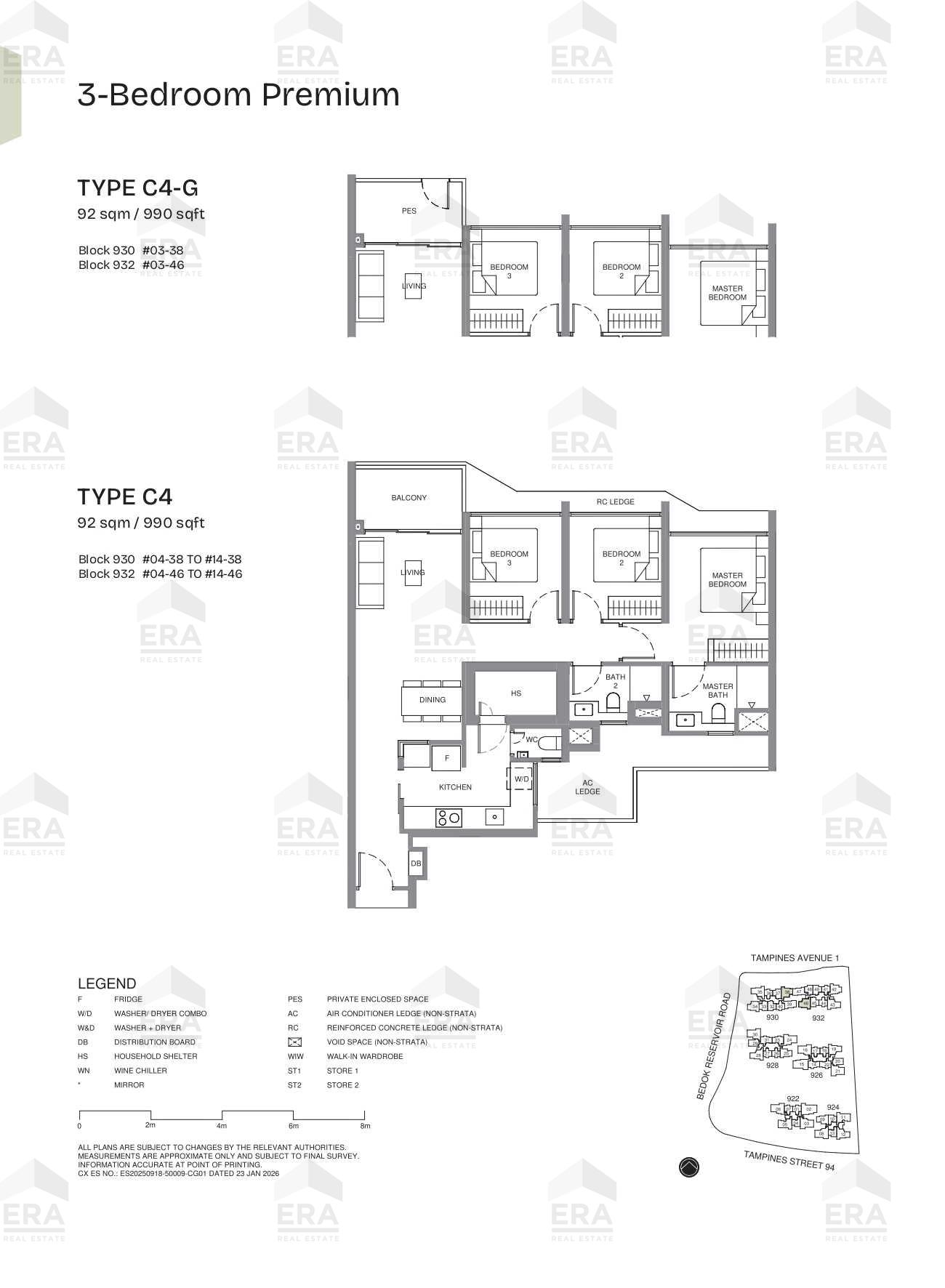 C4 · 990 sqft floor plan