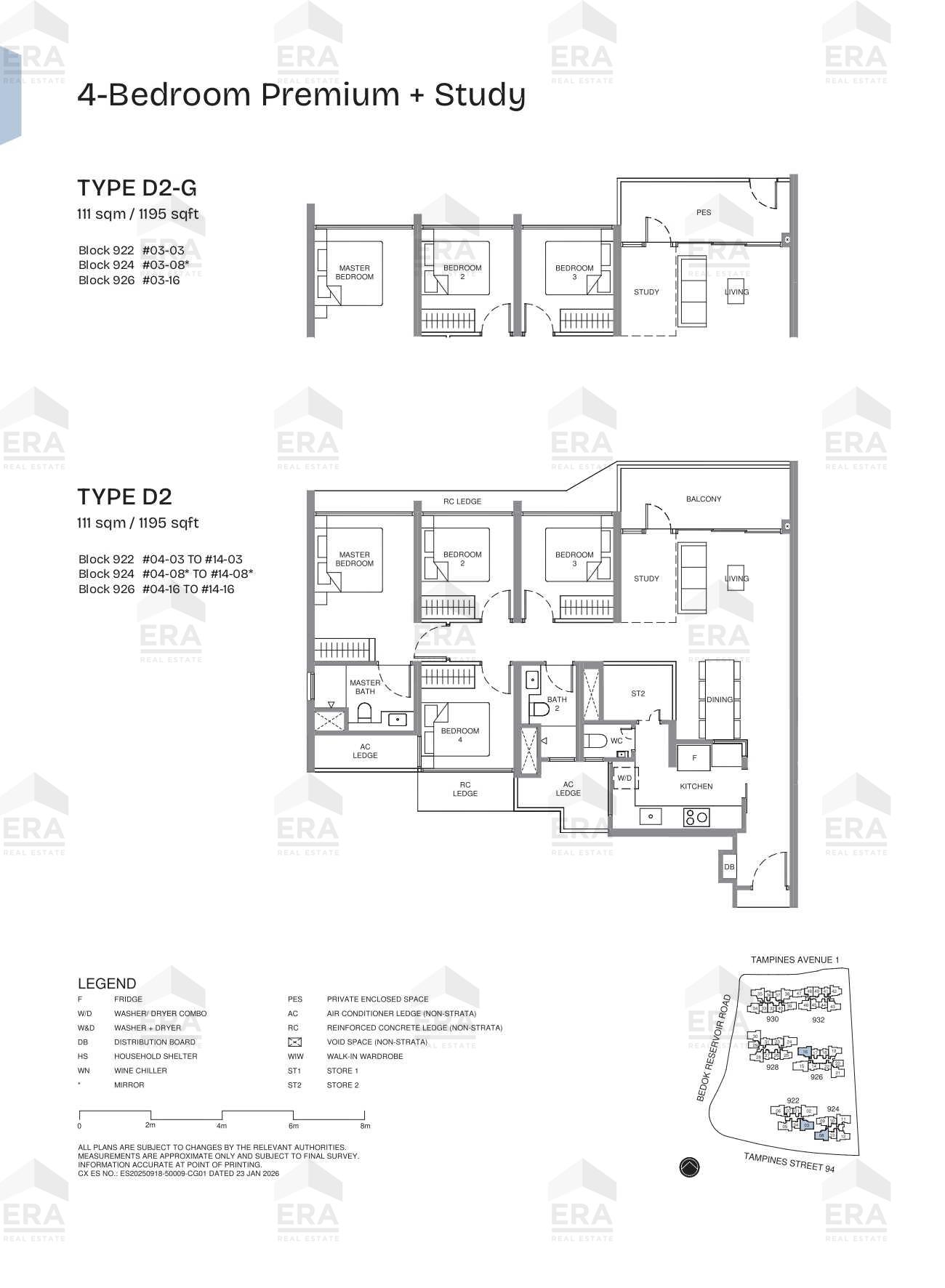 D2-G · 1,195 sqft floor plan