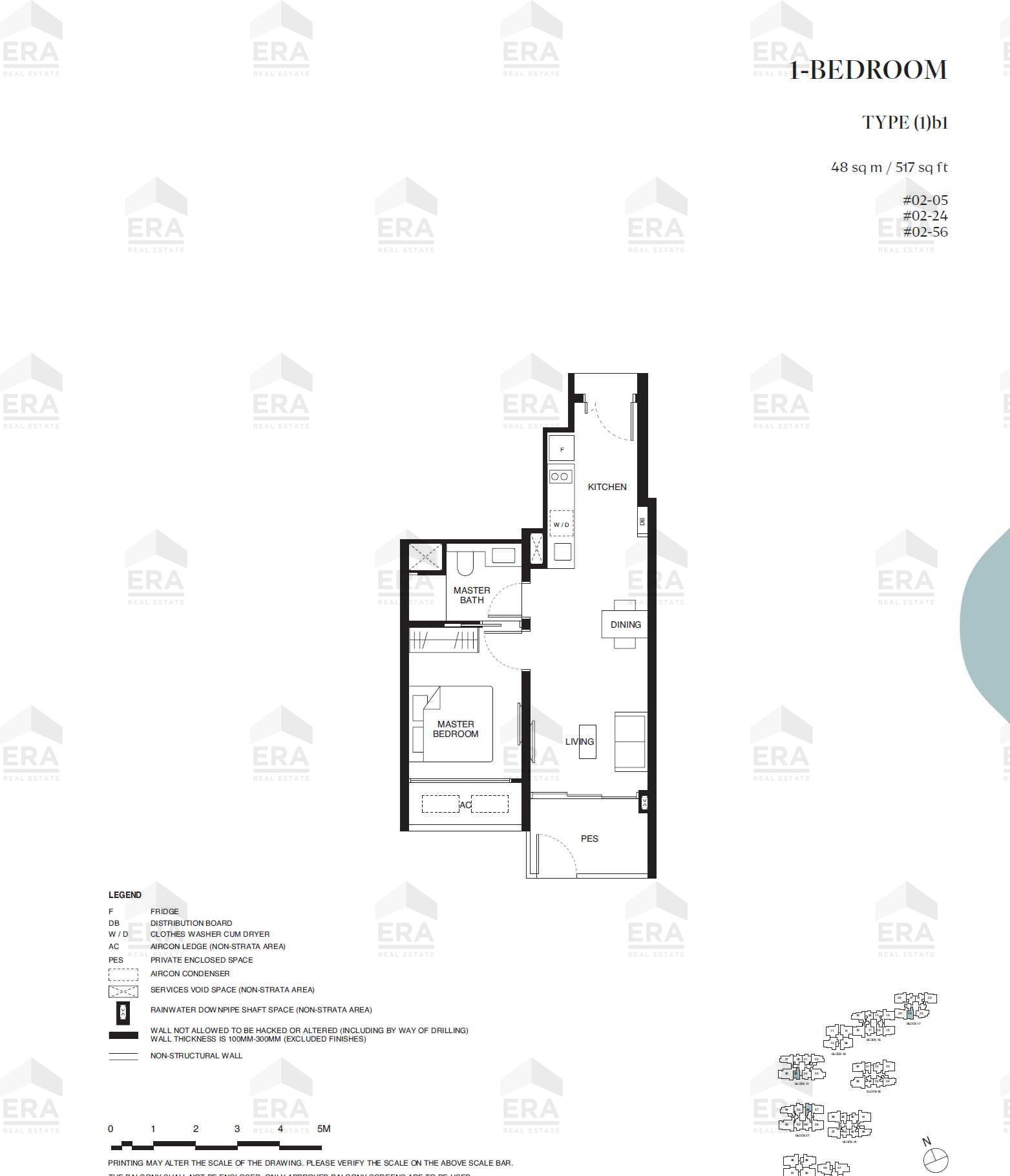 (1)b1 · 517 sqft floor plan
