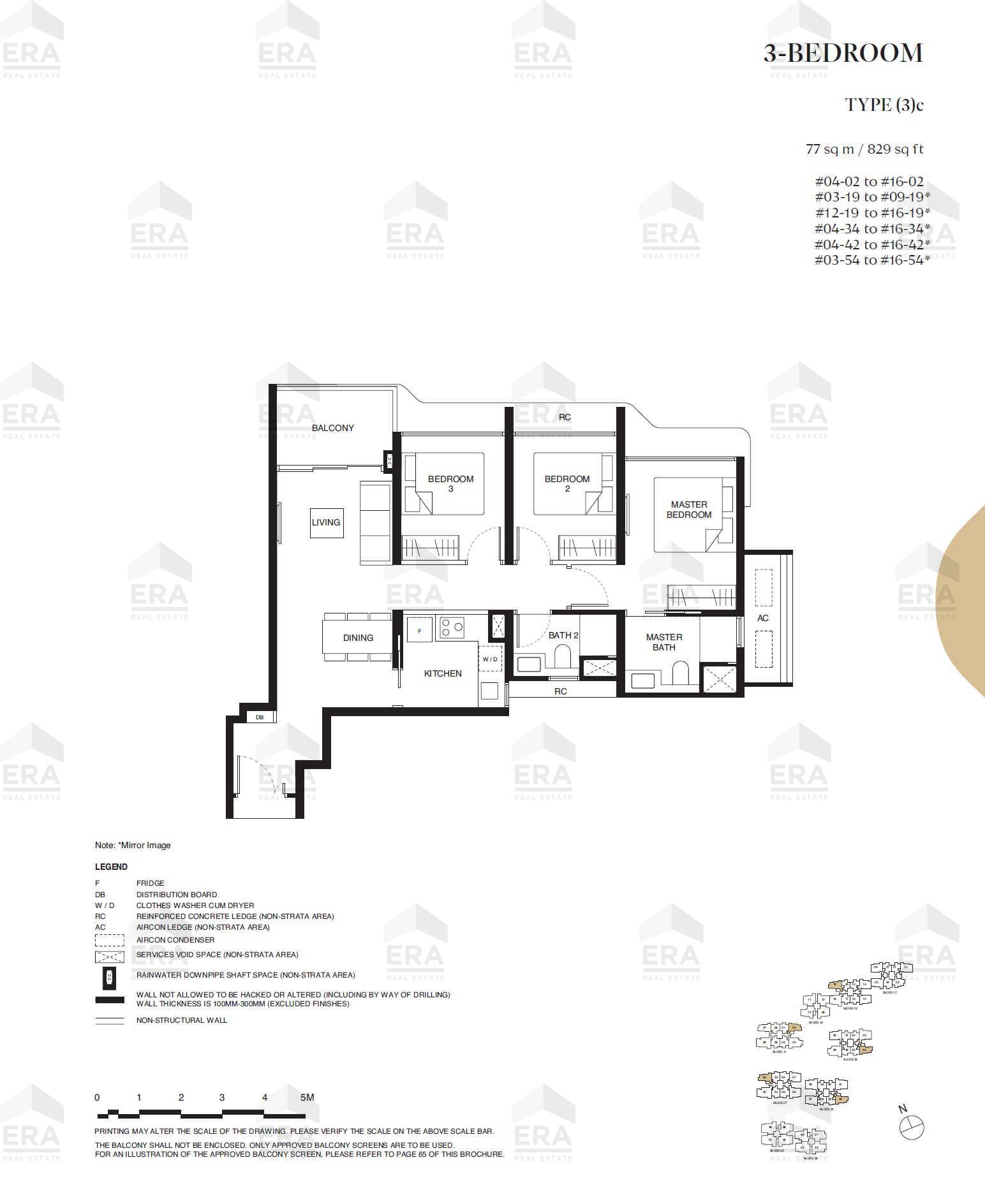 (3)c · 829 sqft floor plan