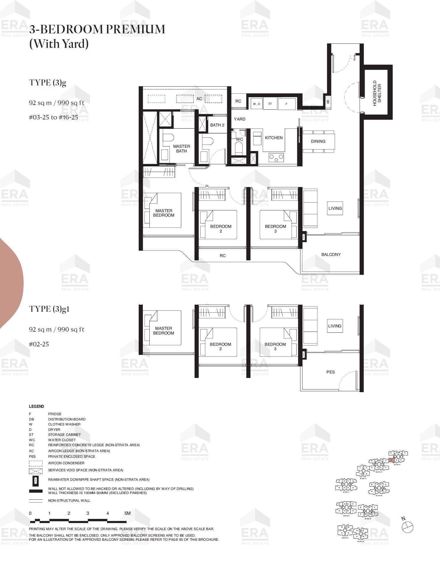 (3)g1 · 990 sqft floor plan