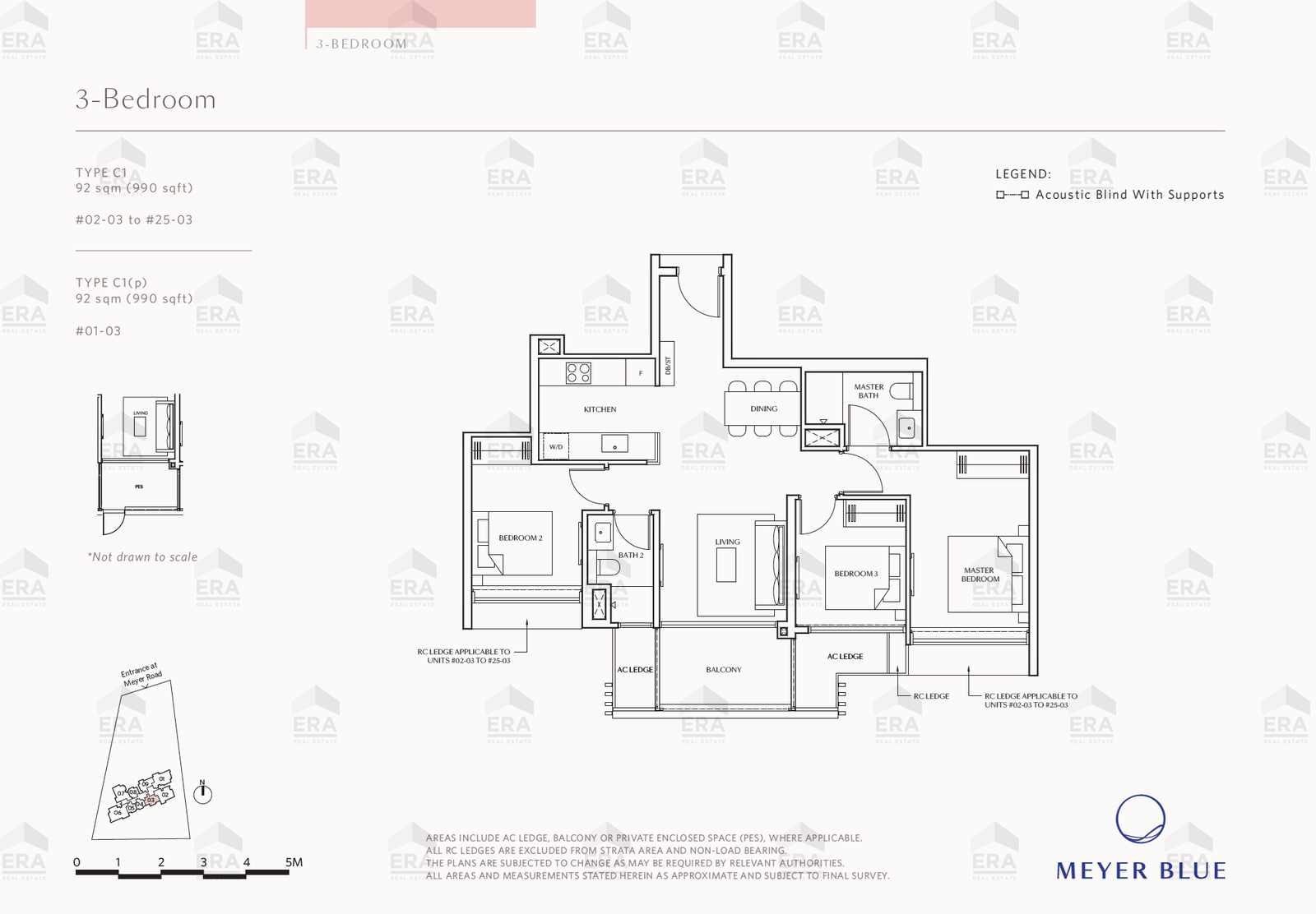 C1 · 990 sqft floor plan
